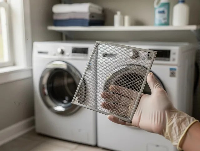 Lyndhurst Dryer Vent Cleaning specialist performing detailed lint trap cleaning service in Lyndhurst
